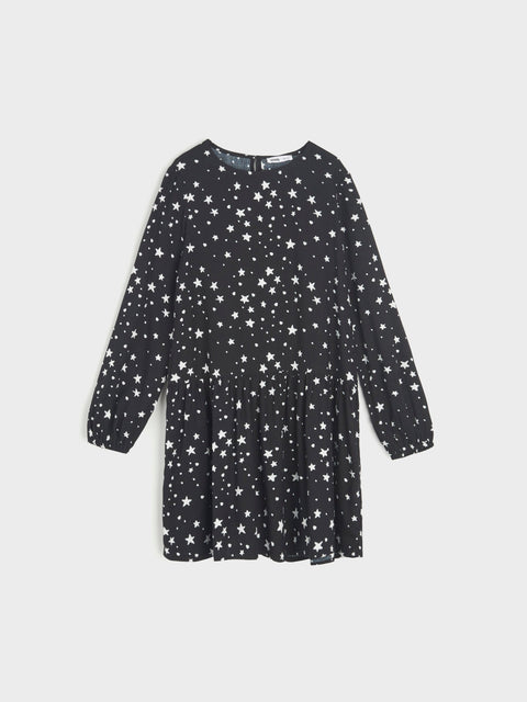 Black dress with star pattern on a white background