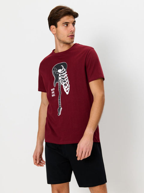 Sinsay Men's Burgundy & Black Short Pajama Set Of 2pcs | Sinsay In Lebanon
