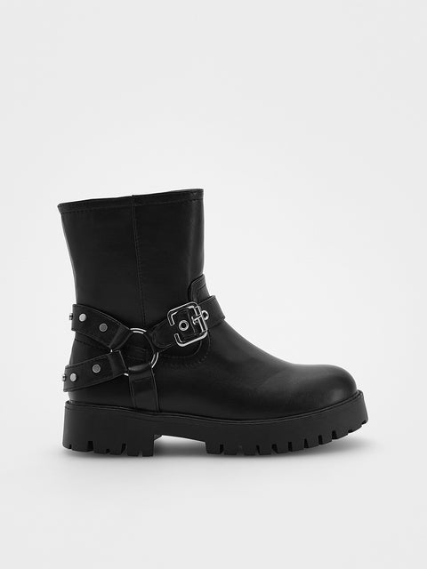 Reserved Girl's Black Biker Style Boots | Reserved In Lebanon