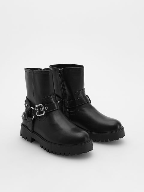 Reserved Girl's Black Biker Style Boots | Reserved In Lebanon