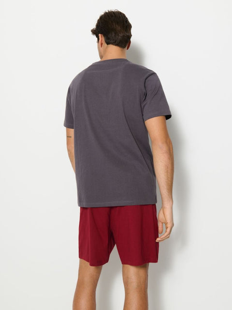 Sinsay Men's Dark Gray & Burgundy Short Pajama Set Of 2 pcs | Sinsay In Lebanon