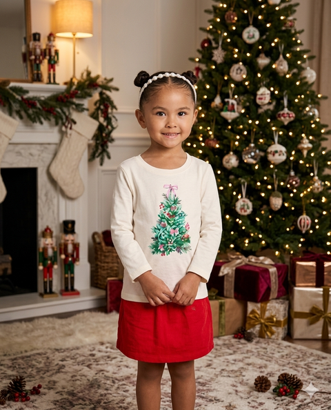 Cat & Jack Girl's White Printed Long Sleeve Blouse | Cat & Jack In Lebanon