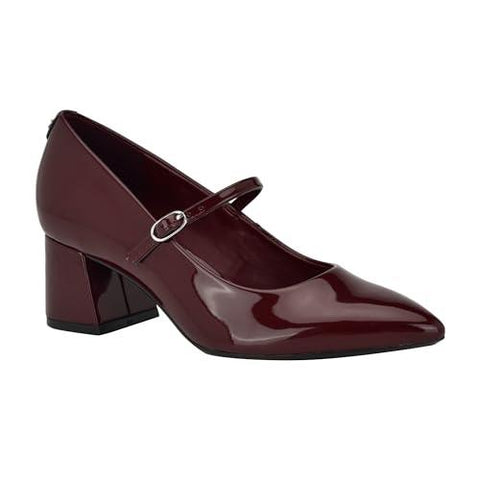 Calvin Klein Women's Leora Block Heel Pointy Toe Dress Pumps - Dark Red Patent