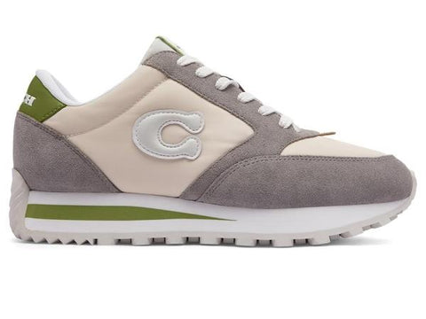 COACH Runner Sneakers Women's Shoes Dark Lime/Chalk : 8.5 M, Leather/Suede