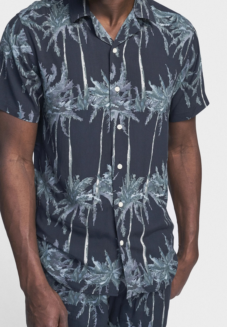 Redefined Rebel Men's Navy & Mint Green Printed Short Sleeves Shirt | Redefined Rebel In Lebanon
