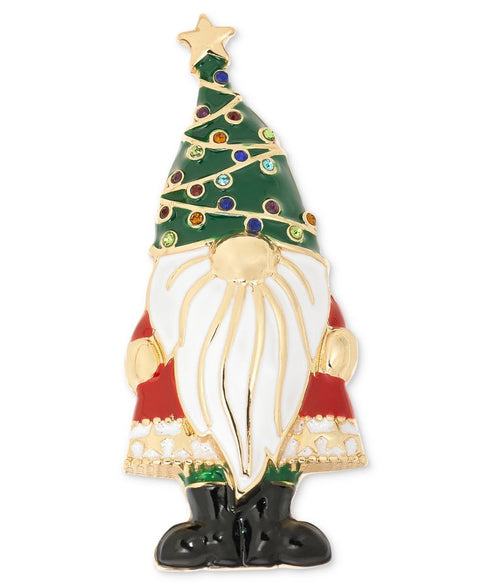 Holiday Lane Gold-Tone Multicolor Pavé Tree Gnome Pin| Holiday Lane in Lebanon