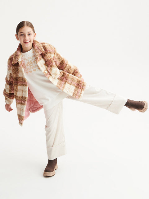 Reserved Girl's Off White High-Waisted Corduroy Pant | Reserved In Lebanon
