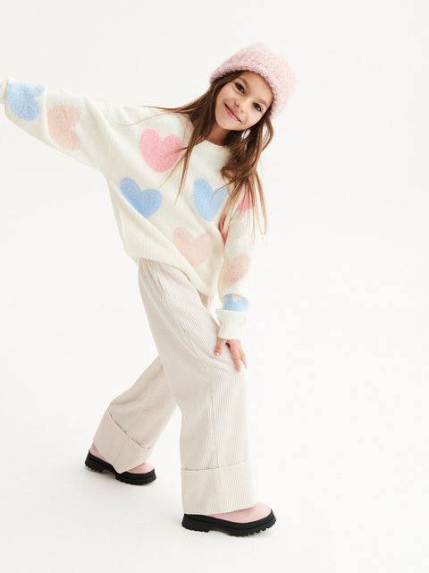 Reserved Girl's Off White High-Waisted Corduroy Pant | Reserved In Lebanon