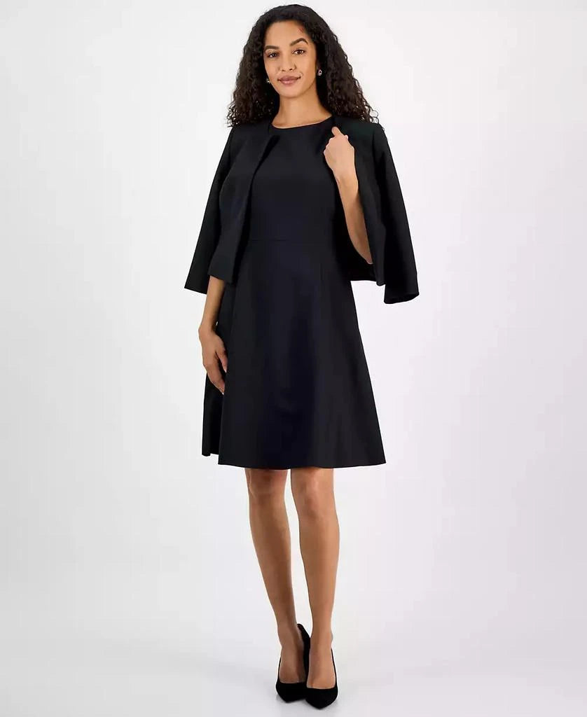 Le Suit Women's Black Open-Front Blazer & Sleeveless Fit & Flare Dress Set | Le Suit  In Lebanon