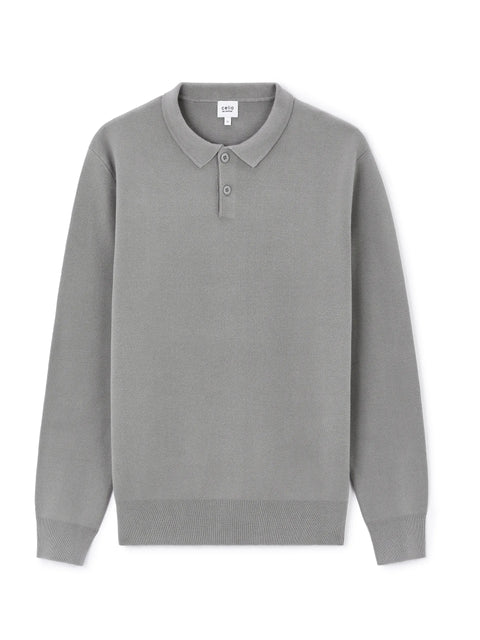 Celio Men's Grey Polo Neck Long Sleeve Blouse | Celio In Lebanon