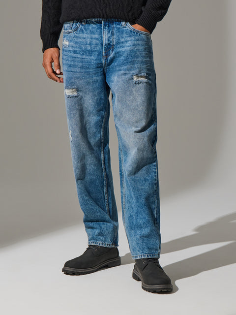 Sinsay Men's Blue Ripped Jeans With Washed Effect | Sinsay In Lebanon
