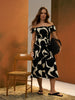 Sinsay Women's Black & Beige Cotton Midi Dress | Sinsay In Lebanon