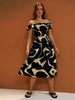 Sinsay Women's Black & Beige Cotton Midi Dress | Sinsay In Lebanon
