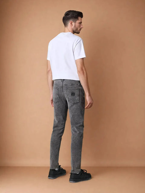 Sinsay Men's Gray Slim Fit Decorative Stitching Jeans |Sinsay In Lebanon