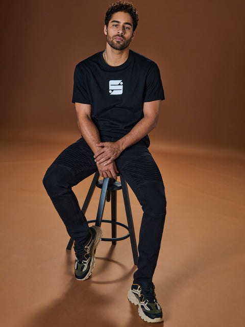 Sinsay Men's Black With A Decorative On Legs Slim-fit Jeans  | Sinsay in Lebanon