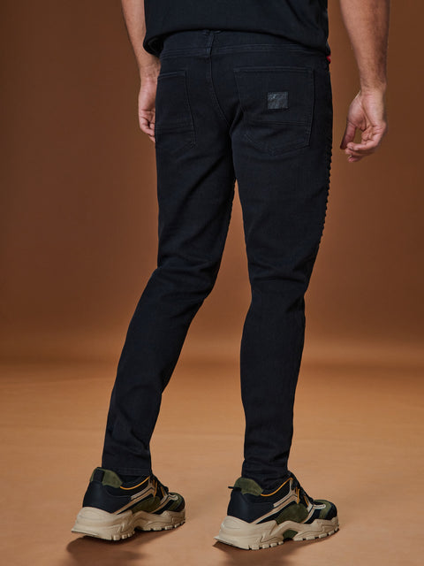 Sinsay Men's Black With A Decorative On Legs Slim-fit Jeans  | Sinsay in Lebanon