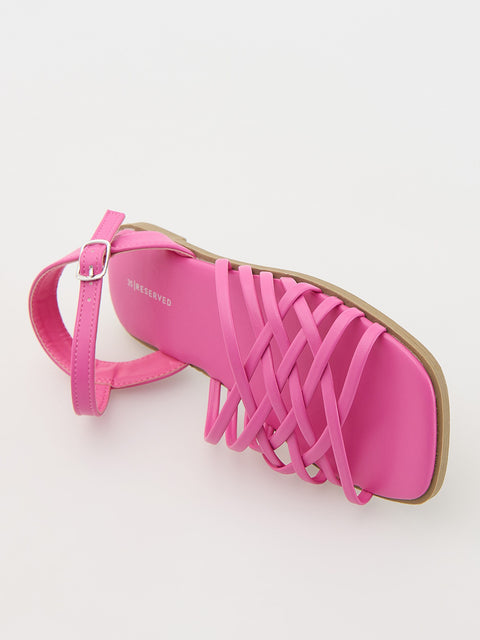Reserved Girl's Fuchsia Imitation Leather Sandals | Reserved In Lebanon