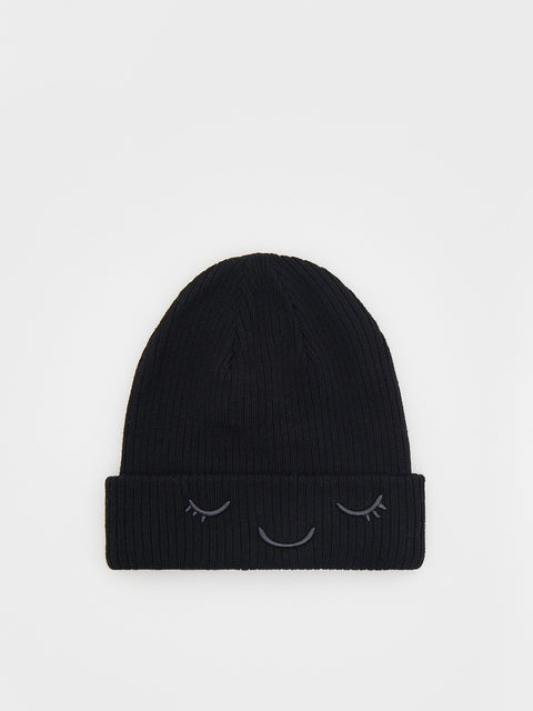 Reserved Baby Girl's Black Embroidered Beanie Hat | Reserved In Lebanon