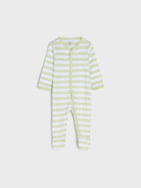 Striped baby onesie on a white background