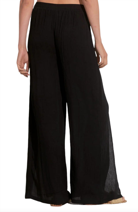 Elan Women's Black Wide Leg Wrap Front Pant | Elan In Lebanon