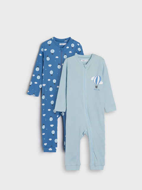 Sinsay Baby Boy's Blue & Light Blue Ribbed Printed Overall | Sinsay In Lebanon
