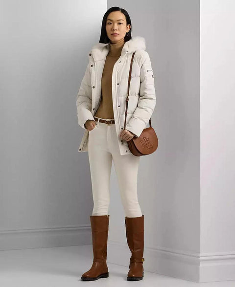 Lauren Ralph Lauren Women's White Faux-fur Hooded Puffer Coat |Lauren Ralph Lauren In Lebanon