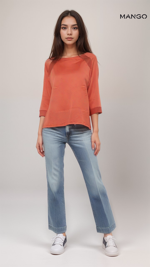 Mango Women's Red Long-Sleeve Blouse| Mango in Lebanon