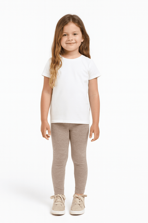 POMPdeLUX Girl's Beige Lyon Wool Leggings|POMPdeLUX in Lebanon
