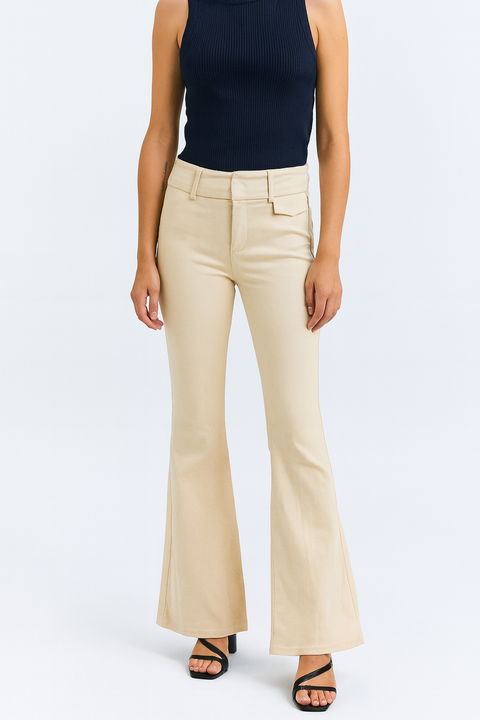 Forever 21 Women's Off White Mid Rise Flare Cut Pant | Forever 21 In Lebano