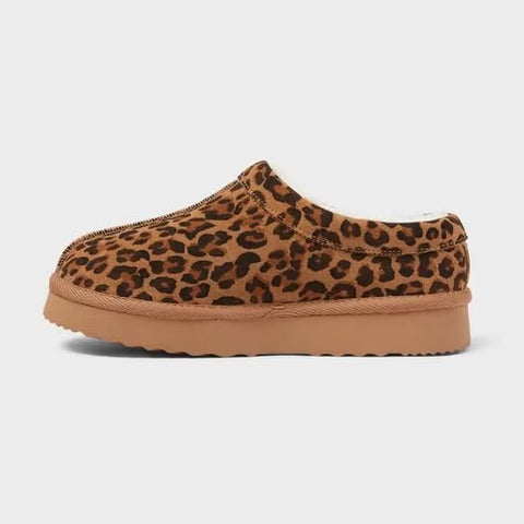 Auden Women's Brown Animal Printed Kaya Genuine Suede Clog Slippers|Auden In Lebanon