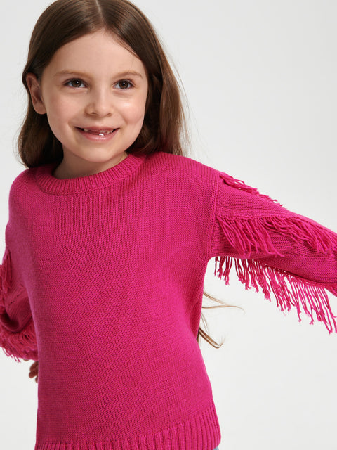 Sinsay Girl's Fuchsia Frayed Knitted Sweater | Sinsay In Lebanon