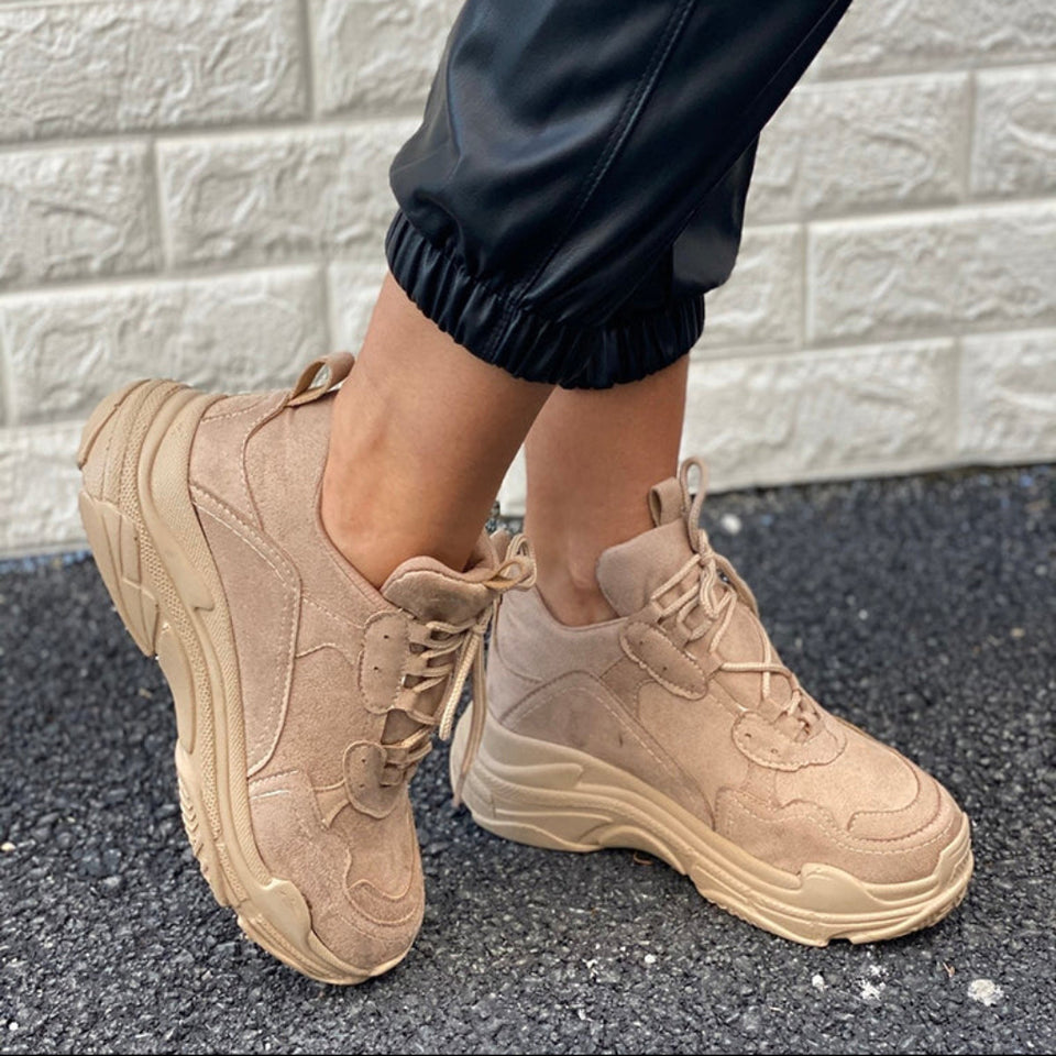İnan Ayakkabı Women's Beige Suede Sneakers