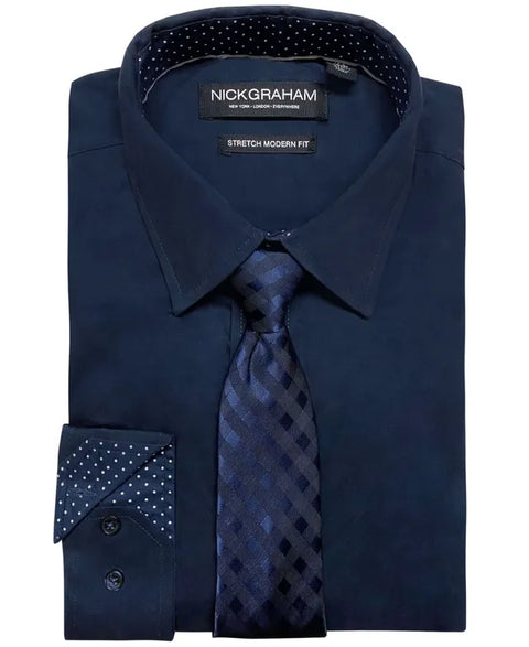 Nick Graham Men's Navy Shirt & Tie ABF562