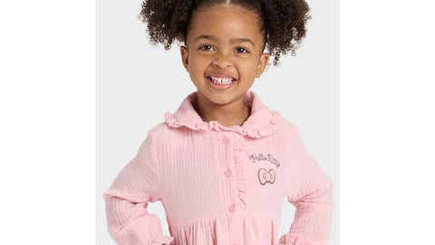 Sanrio Girl's Pink Hello Kitty Long Sleeve Gauze Dress | Sanrio in Lebanon