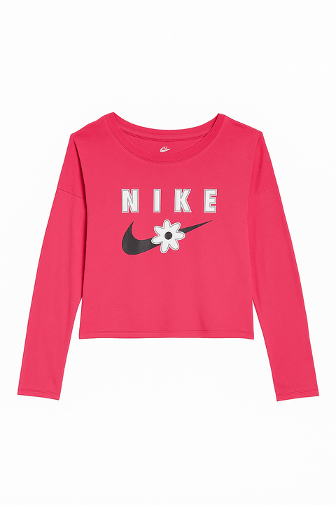Nike Girl's Pink Logo Printed Long Sleeve Blouse|Nike In Lebanon