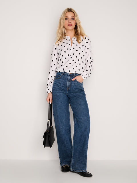 Sinsay Women's White Dotted Long Sleeve Blouse|Sinsay In Lebanon