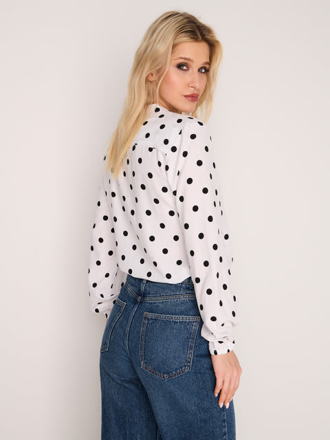 Sinsay Women's White Dotted Long Sleeve Blouse|Sinsay In Lebanon