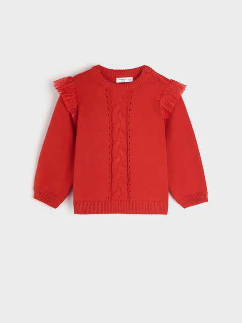 Sinsay Baby Girl's Red Knitted Ruffle Details Sweater|Sinsay In Lebanon