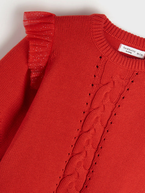 Sinsay Baby Girl's Red Knitted Ruffle Details Sweater|Sinsay In Lebanon