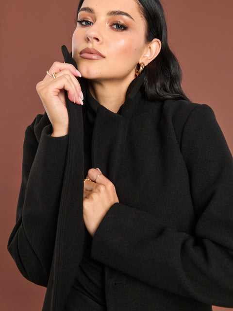 Sinsay Women's Black Tie Belt Coat|Sinsay In Lebanon