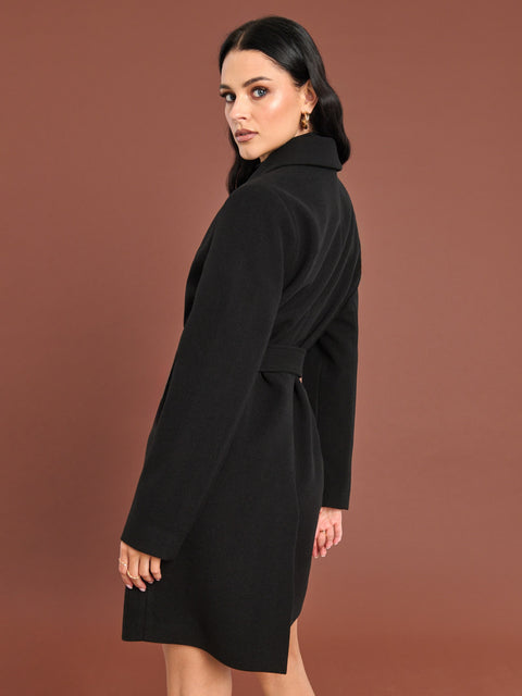 Sinsay Women's Black Tie Belt Coat|Sinsay In Lebanon