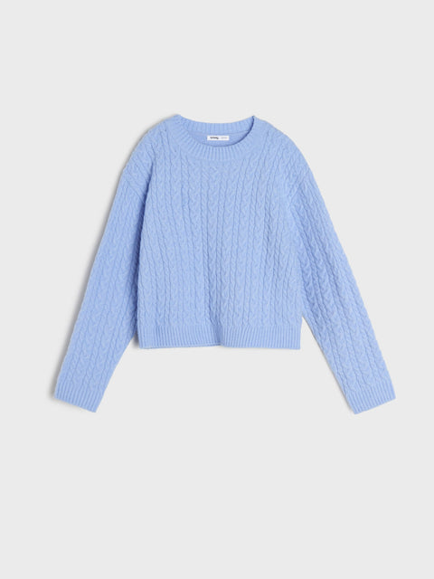 Sinsay Girl's Light Blue Cable Knit Sweater | Sinsay In Lebanon