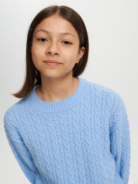 Sinsay Girl's Light Blue Cable Knit Sweater | Sinsay In Lebanon