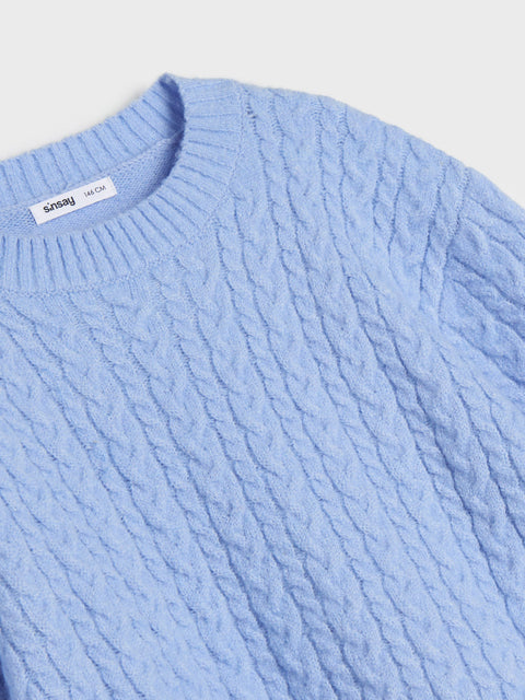 Sinsay Girl's Light Blue Cable Knit Sweater | Sinsay In Lebanon