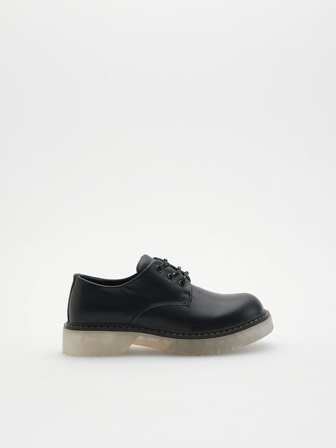 Reserved Boy's Black Leather Low Top Casual Shoes | Reserved In Lebanon