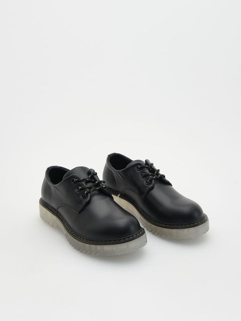 Reserved Boy's Black Leather Low Top Casual Shoes | Reserved In Lebanon