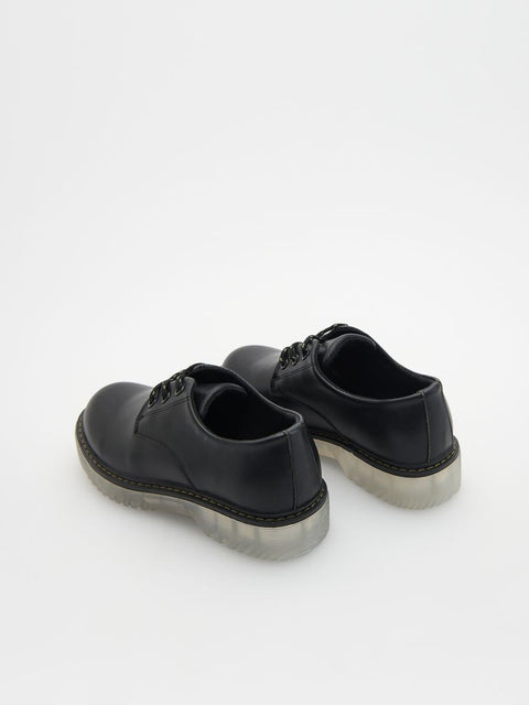 Reserved Boy's Black Leather Low Top Casual Shoes | Reserved In Lebanon