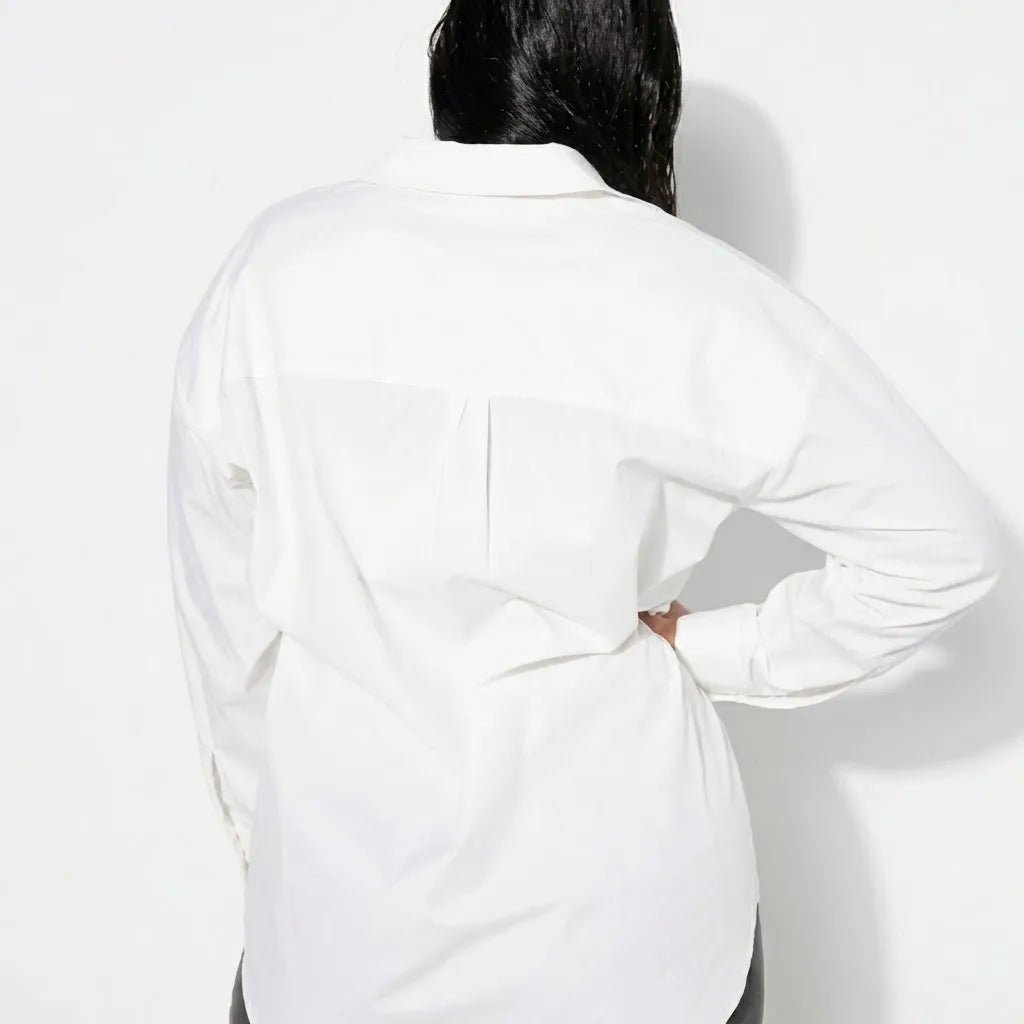 Vince Camuto Women's White With Silver Stud Embellishments Long-Sleeve Shirt