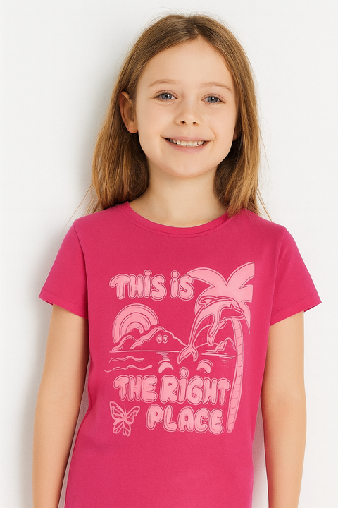 Sinsay Girl's Fuchsia T-shirt With Print | Sinsay In Lebanon