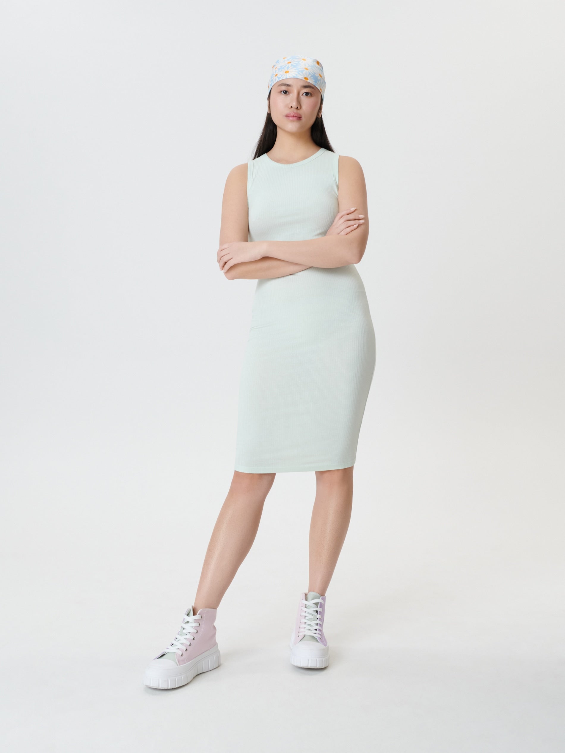 Sinsay Women's Pale Green Rib Knit Midi Dress | Sinsay In Lebanon